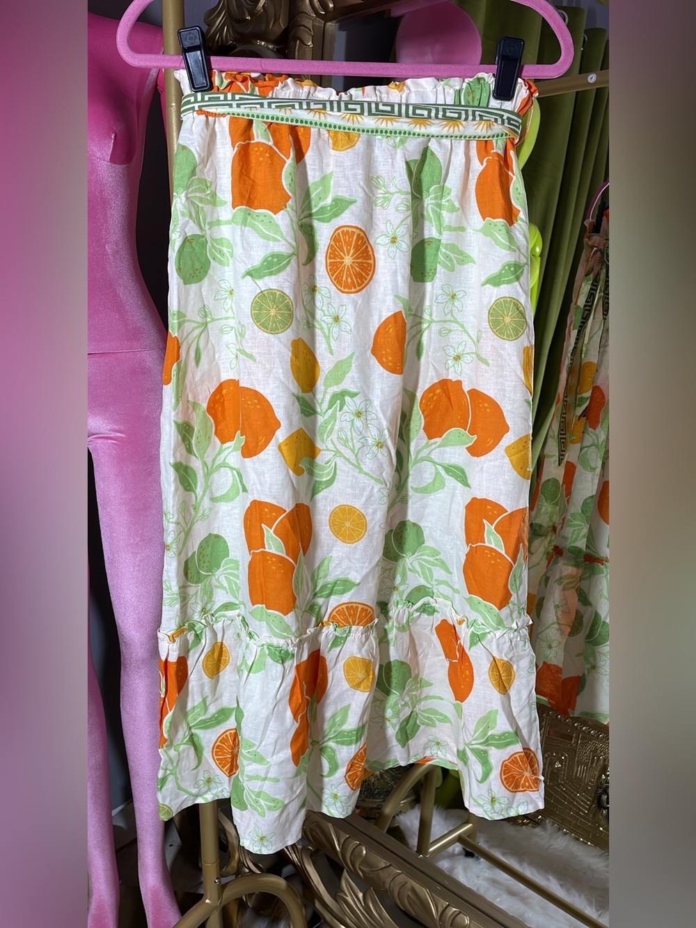 Rachel Zoe White Tank & Skirt Set with Orange Citrus Print - Picture 6 of 8
